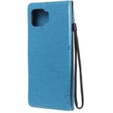 For Motorola Moto G 5G Tree & Cat Pattern Pressed Printing Horizontal Flip PU Leather Case with Holder & Card Slots & Wallet & Lanyard(Blue)