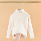 Letter Pattern Imitation Mink Velvet Children Turtleneck Knitted Sweater (Color:White Size:150cm)
