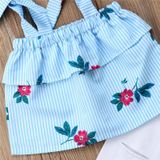 Summer Print Sleeveless Sling T-Shirt for Children  Size:90CM(Blue)