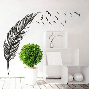 PVC Feather Creative Home Bedroom Sofa Background Wall Sticker(Left)