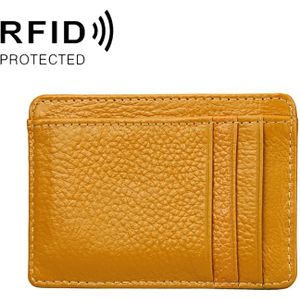KB37 Antimagnetic RFID Litchi Texture Leather Card Holder Wallet Billfold for Men and Women (Yellow)