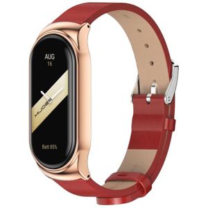 Voor Xiaomi Mi Band 8 Mijobs CS Case Microfiber PU lederen horlogeband (rood rosé goud)