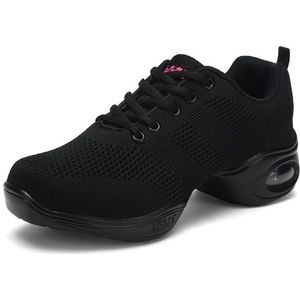Zachte bodem mesh ademend moderne dansschoenen heightening schoenen voor vrouwen  schoenmaat: 38 (876 zwart)
