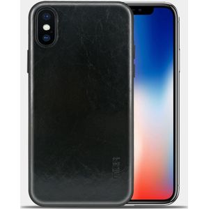 MOFI for iPhone X Shockproof PU Paste Protective Back Case(Navy Blue)