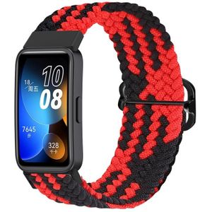 Voor Huawei Band 8 nylon gevlochten gesp horlogeband (rood zwart)