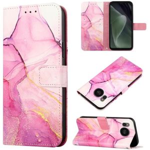 Voor Sharp Aquos Sense7 Plus PT003 Marmer Patroon Flip Lederen Telefoon Case (Roze Paars Goud LS001)