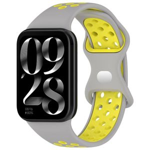 Voor Xiaomi Mi Band 8 siliconen horlogeband met dubbele kleur vlindergesp (grijs geel)
