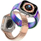 Voor Apple Watch Series 5 44 mm bamboe magnetische roestvrijstalen metalen horlogeband