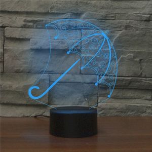 Paraplu vorm 3D kleurrijke LED Vision Lichttafel lamp  USB & batterij versie