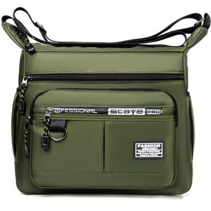 Multi-pocket mannen oxford doek schoudertas grote capaciteit casual messenger bag (vierkante kaart groen)