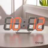 6609 3D Stereo LED Alarm Clock Living Room 3D Wall Clock  Colour: Orange