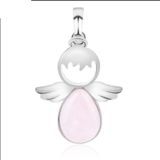 Women Angel Wings Pendants Natural Crystal Stone Necklaces(Turquoise)