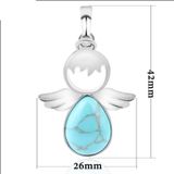 Women Angel Wings Pendants Natural Crystal Stone Necklaces(Turquoise)