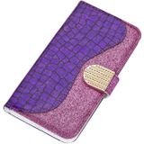 Voor Samsung Galaxy A72 5G / 4G Laser Glitter Poeder Matching Crocodile Texture Horizontale Flip Lederen Hoesje met Kaart Slots &Holder &Portemonnee (Paars)