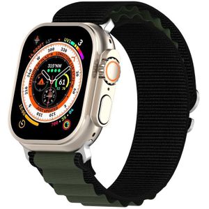 Dubbele kleur nylon horlogeband voor Apple Watch-serie 8 & 7 45 mm / SE 2 & 6 & SE & 5 & 4 44 mm / 3 & 2 & 1 42 mm (zwart + groen)