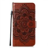 For Samsung Galaxy A82 5G Sun Mandala Embossing Pattern Horizontal Flip PU Leather Case with Holder & Card Slots & Wallet & Lanyard(Brown)