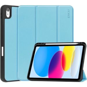 Voor iPad 10th Gen 10.9 2022 ENKAY TPU Back Cover Smart Leather Stand Tablet Case met Pen Slot (Lichtblauw)
