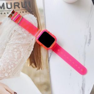 Candy Color Transparent TPU Watchband For Apple Watch Series 6 & SE & 5 & 4 40mm(Rose Red)