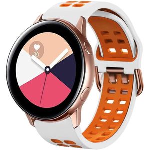 For Galaxy Watch Active 2 20mm Breathable Two-Color Silicone Watch Band(White+Orange)