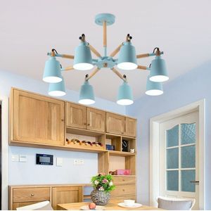 Living Room Super Bright Simple Modern Atmosphere Home Restaurant Bedroom Lamp Macaron Ceiling Lamp  8 Heads