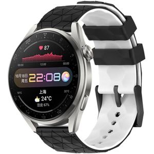 Voor Huawei Watch 3 Pro 22 mm voetbalpatroon tweekleurige siliconen horlogeband (zwart + wit)