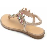 Vrouwelijke Strass flats sandalen  schoenmaat: 40 (goud kleur drill)