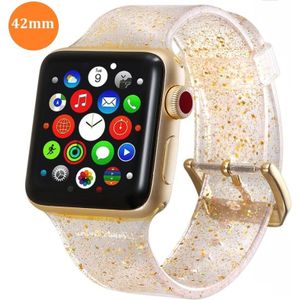 For Apple Watch Series 5 & 4 44mm / 3 & 2 & 1 42mm Glitter Silicone Strap(Gold)