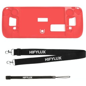 Voor Steam Deck Hifylux ST-PF14 Game Console Siliconen Case Anti-kras Antislip Handheld Case Lanyard (Rood)