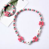 2 PCS/Set Lovely Cartoon Wood Jewelry Beads Necklace Baby Kids Princess Animals Necklace(Butterfly)
