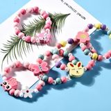 2 PCS/Set Lovely Cartoon Wood Jewelry Beads Necklace Baby Kids Princess Animals Necklace(Butterfly)