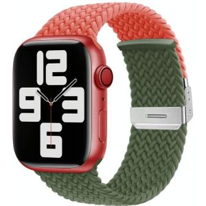 Nylon gevlochten stiksels gesp horlogeband voor Apple Watch Ultra 49 mm / serie 8 & 7 45 mm / SE 2 & 6 & SE & 5 & 4 44 mm / 3 & 2 & 1 42 mm (oranje olijfgroen)