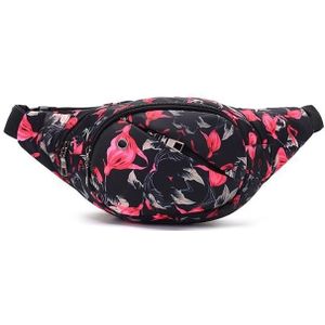 Color Printing Multi-function Casual Pockets Ladies Outdoor Purse Waist Bag(Red)