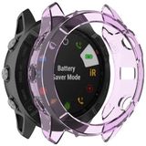 For Garmin Fenix 6X / 6X Pro Smart Watch Half Coverage TPU Protective Case(Transparent Purple)