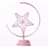 Star Moon Shape Iron Night Light Decorative Light  USB Version (Pink)
