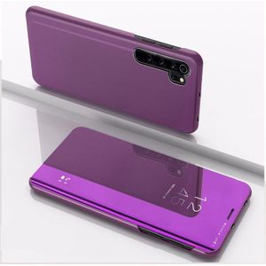 For Xiaomi Note 10 Plated Mirror Horizontal Flip Leather Cover with Stand Mobile Phone Holster(Purple)