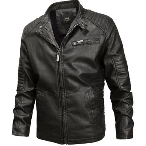 Fashionable Men Leather Jacket (Color:Black Size:4XL)