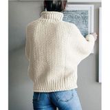 Fashion Thick Thread Turtleneck Knit Sweater (Color:Apricot Size:L)
