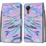 For Samsung Galaxy Xcover 5 Coloured Drawing Cross Texture Horizontal Flip PU Leather Case with Holder & Card Slots & Wallet & Lanyard(Fluorescent Water Texture)