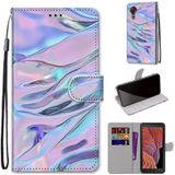 For Samsung Galaxy Xcover 5 Coloured Drawing Cross Texture Horizontal Flip PU Leather Case with Holder & Card Slots & Wallet & Lanyard(Fluorescent Water Texture)