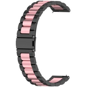 Voor Huawei GT 3 Pro 43mm metalen stalen horlogeband met drie kraalen (zwart roze)