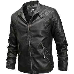 Autumn And Winter Fashion Tide Male Leather Jacket (Color:Black Size:XXL)