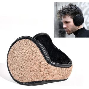 2 PCS DEZ01 Winter Men Checkered Pattern Plush Foldable Warm Earmuffs Ear Bag  Size: Free Size(Khaki)