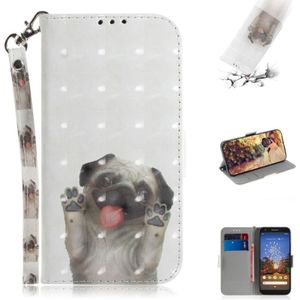 3D Painting Pug Pattern Coloured Drawing Horizontal Flip Leather Case for Google Pixel 3a XL  with Holder & Card Slots & Wallet
