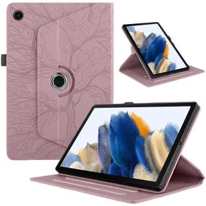Voor Lenovo Tab M10 Plus 10.6 3rd Gen Tree Life Reliëf Rotatie Lederen Smart Tablet Case(Rose Goud)