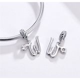 S925 Sterling Silver 26 English Letter Pendant DIY Bracelet Necklace Accessories  Style:W