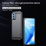 For Oneplus Nord N200 5G MOFI Gentleness Series Brushed Texture Carbon Fiber Soft TPU Phone Case(Blue)