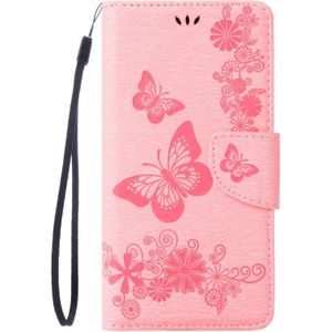 For  iPhone 8 & 7  Pressed Flowers Butterfly Pattern Horizontal Flip Leather Case with Holder & Card Slots & Wallet(Pink)