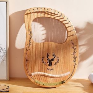 Houten mahonie lyre harp beginner muziekinstrument  stijl: 16 snaren houten kleur