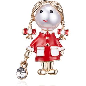 Handbag Girl With Drill And Oil Brooch(Red)