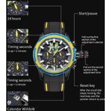 BAOGELA 22602 sporthorloge lichtgevend waterdicht multifunctioneel chronograaf herenhorloge met grote wijzerplaat (zwarte schaal rood oppervlak)
